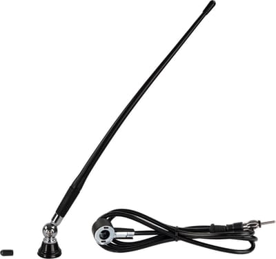 Universele opbouw antenne chroom AM / FM (DAB+ ready), rubber spriet