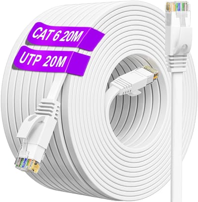 Ethernet Kabel 20m Cat 6 - Hoge Snelheid UTP Netwerkkabel voor Binnen en Buiten