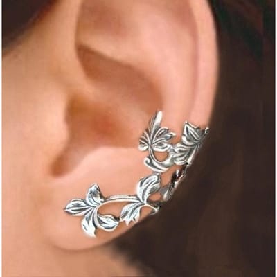 2 Paar Retro Holle Oorklemmen Prachtige Clipoorbellen voor Vrouwen Legering Vintage Blad Oorklem Oorbellen brown
