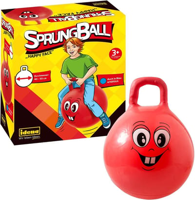 Springezelbal met Grappig Gezicht - Rood - Diameter 45-50 cm - Geschikt tot 50 kg - Perfect voor Buitenspelen in de Zomer, Park of Kleuterschool