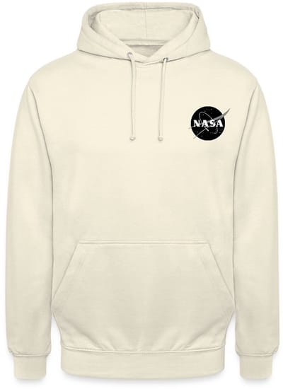 NASA Zwart-Wit Klassiek Logo Als Borstlogo Hoodie Unisex