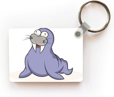 Sleutelhanger - Een illustratie van een walrus met een paarse kleur - Uitdeelcadeautjes - Plastic