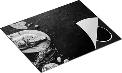 Chefcare Inductie Beschermer Vlees op een Marmeren Plaat - Zwart Wit - 65x50 cm - Afdekplaat Inductie - Kookplaat Beschermer - Inductie Mat