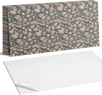 Coloray Plaktegels - Patroon van stenen op de achtergrond Wandtegel Zelfklevend - 60 cm x 30 cm - Beige Plaktegels - 6 stuks - Rechthoek PVC Tegels - Plaktegels Keuken - Zelfklevende Vloertegels Badkamer - Vinyl Tegels - Zelfklevende Wandtegels