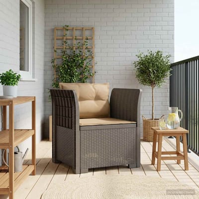 vidaXL - Eén-zits - Fauteuil - met - Kussens - Rieten - Look - PP - Lichtgrijs