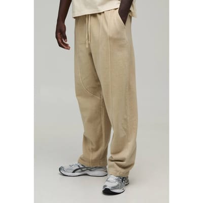 Balloon Fit Jogger Met Naaddetail En Washed Afwerking | Stone | Size XS