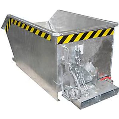 Bauer GU-E 1500 kipcontainer, met zeefplaat & aftapkraan, olie-/waterdicht, geschikt voor vorkheftrucks, B 1280 x D 1640 x H 1090 mm, thermisch verzinkt