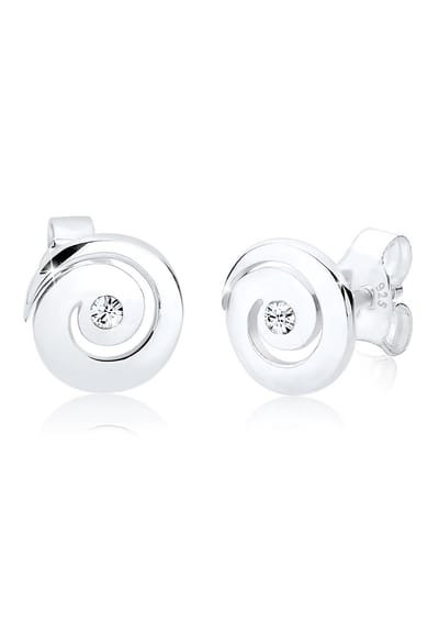 Elli - Oorbellen - Dames Oorsteker Spiraal Basis Modern met Kristal in 925 Sterling Zilver - Dames