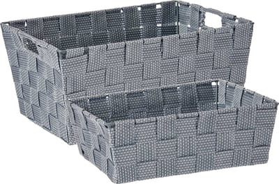Kast/badkamer opbergmandjes - Set van 4x stuks - Zilvergrijs in 2 formaten 30 x 20 x 14 cm en 24 x 20 x 8 cm