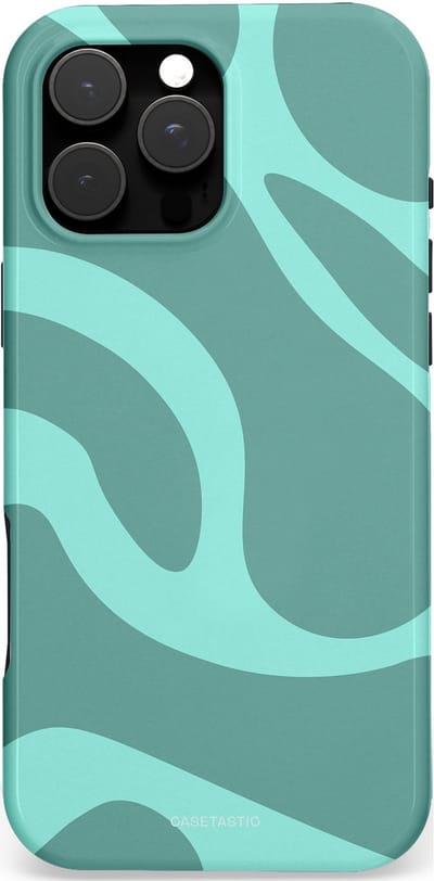 Casetastic Hoesje Geschikt voor Apple iPhone 16 Pro Max Magsafe - Stijlvolle Beschermende Duo-layer Case - Aqua Golven