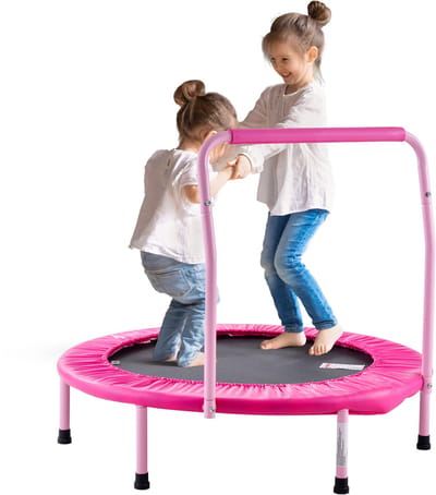 36" Kindertrampoline – Ideaal voor Plezier Binnen En Buiten, Opvouwbaar met Handvat, Verjaardagscadeau voor Kinderen Vanaf 3 Jaar