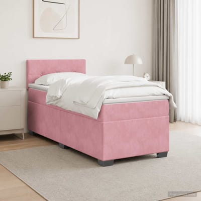 vidaXL - Boxspringbed - met - matras - met - hoofdeinde - Roze - 80 - x - 200 - cm - Fluweel