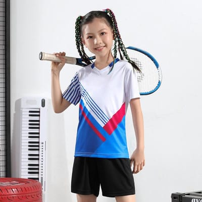 Ensemble Maillot de Badminton Enfant Garçons et Filles Manches Courtes Été Séchage Rapide Élèves École Primaire Maillot de Tennis de Table Maillot de Tennis Athlétique 3XL