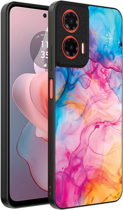 Smartphonica Telefoonhoesje Geschikt voor Motorola Moto G Power 2024 met Regenboog Acryl Marmer Opdruk - TPU Backcover Case Rainbow Acrylic Marble Design geschikt voor Motorola Moto G Power 2024