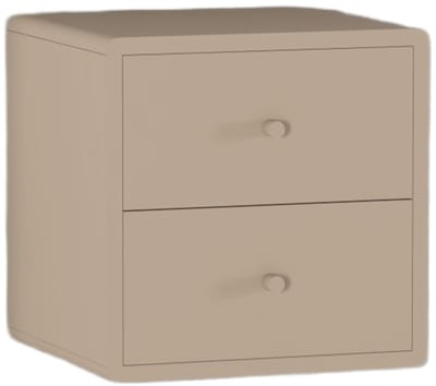 Zwevend Nachtkastje Borba - Mangohout /MDF - Taupe - 30x30x30 cm (BxHxD) - 2 Lades - Wandmontage