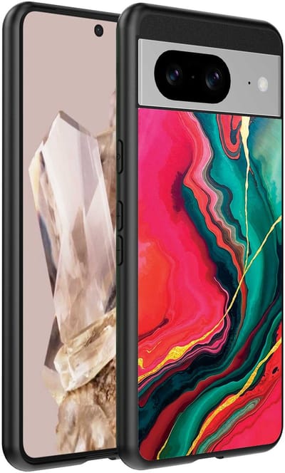 Geschikt voor Google Pixel 8 Pro Telefoonhoesje met Rood Groen Marmer Opdruk - TPU Backcover Case Red Green Marble Design - Smartphonica geschikt voor Google Pixel 8 Pro