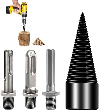 Cosensi - Cosensi - Dailygoody - Houtsplitser - Houtsplitting - Krachtige carbonstalen boor - 32 mm - Splitter voor haardhout - Geschikt voor houtbewerking - Model met 3
