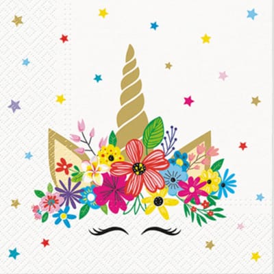 Dekoratief | Pakje 20 servetten 'Unicorn party', 33x33cm | A702388