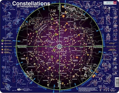 Larsen Constellations – Puzzle – Espace – Étoiles et Constellations – Puzzle éducatif pour enfants – 70 pièces – Fabriqué en Norvège – Pièces extra épaisses de 2,5 mm – Plateau avec bord fixe