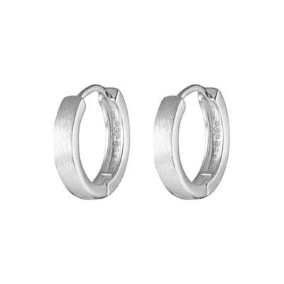 Zilveren Oorringen - Oorbellen Zilver - Geborsteld - 12mm