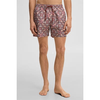 Zwemshort Lago, rood/wit met patroon