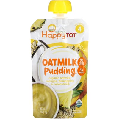 Happy Family Organics, Happy Tot, Pudding au Lait d'Avoine, Étape 4, Lait d'Avoine Biologique, Mangue, Ananas et Lait de Coco, 4 oz (113g)