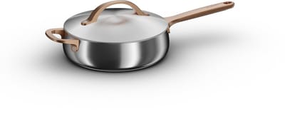 BergHOFF Home Belly Hapjespan 24 cm – PFAS-Vrije Stoofpan met Deksel– RVS Sauteerpan Inductie 24 cm - Geschikt voor Inductie, Gas, Elektrisch en Keramisch – Ovenbestendige Pan - Vaatwasserbestendige Pan – Luxe Hoge Bakpan 3,2 l – Warm Blush
