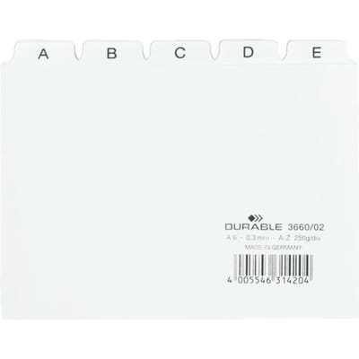 366002 - Alphabetic tab index - PVC - White - Landscape - A6 - 0.3 mm