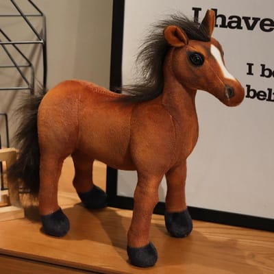 26-40cm Levensgetrouwe Paard Pluche Pop Hoge Kwaliteit Renpaard Knuffeldier Speelgoed Cadeau Voor Kinderen Jongens Meisjes Woondecoratie about 26cm brown