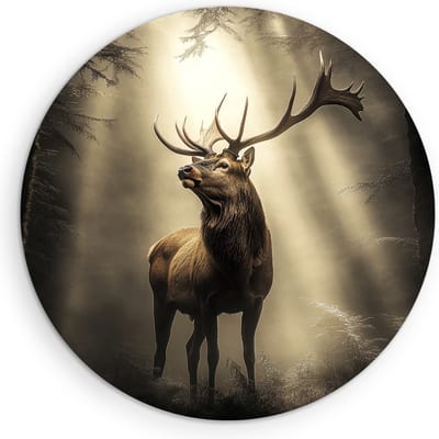 Saammp Muurcirkel Hout - Natuur - Rivier door besneeuwd gebied - landschappen - Ø 90 - Wandcirkel - Wanddecoratie Cirkel - Muurdecoratie Woonkamer - Slaapkamer decoratie - Rond Schilderij