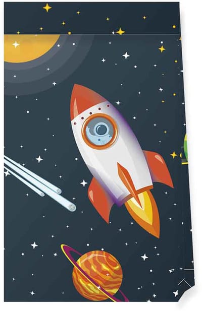 Uitdeelzakjes - Space - Ruimte - Raket - 4 stuks - 22x13,5cm - Cadeauzakjes - Papieren zakjes - Kinderfeestje
