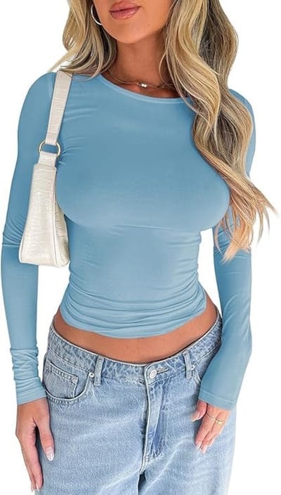 Dailygoods- Crop Tops - Zachte stof - Lange mouwen - Nauwe pasvorm - Basic T-shirts - Perfect voor lente/herfst/winter - Kreukvrij - Dames T-shirt