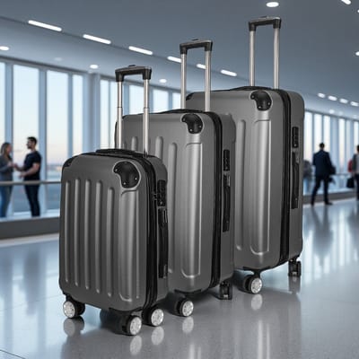 3-delige kofferset 20/24/28 inch ABS donkergrijs met TSA-slot, 360° wielen en lichtgewicht krasbestendige reiskoffers
