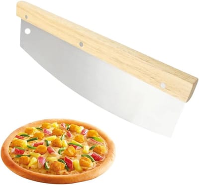 Professionele pizzasnijder van roestvrij staal - Houten handvat - Snel en gelijkmatig snijden - Voor perfecte plakken met gemak