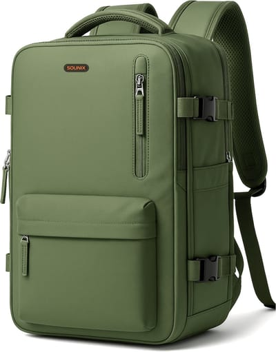 Sounix Laptoptas 17 inch - Laptoptas Dames & Heren - Rugtas - Rugzak - Inclusief Usb Oplaadstation - Hoge kwaliteit - Groente