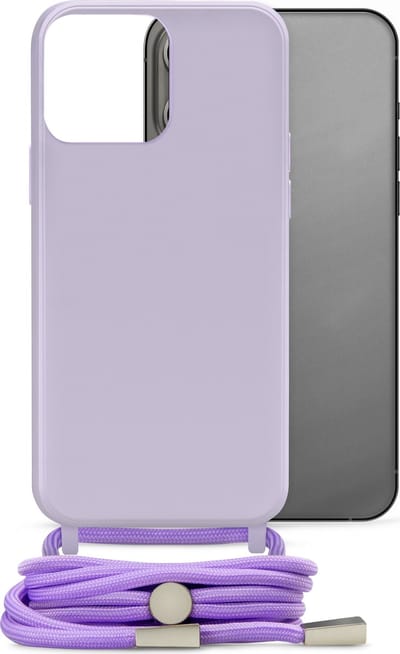 Mobilize Telefoonhoesje geschikt voor Apple iPhone 13 Pro Flexibel TPU | Mobilize Lanyard Gelly Hoesje met koord - Pastel Purple | Paars