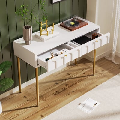 STILVORA Dressoirs 100x45x76,5 cm - Opbergkast Met 2 Schubladen Voor Slaapkamer - Dressoir Kasten - Metaal - Wit