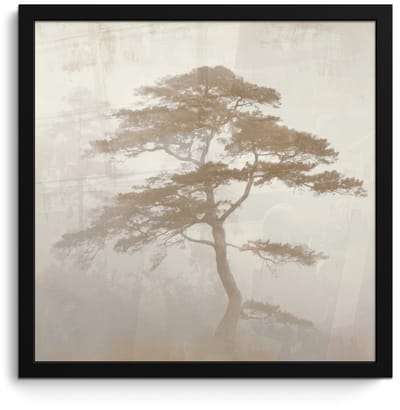 Poster in lijst - Fotolijst 40x40 cm - Posters - Boom - Oosterse stijl - Landschap - Posterlijst zwart - Decoratie - Wanddecoratie woonkamer - Muurdecoratie slaapkamer