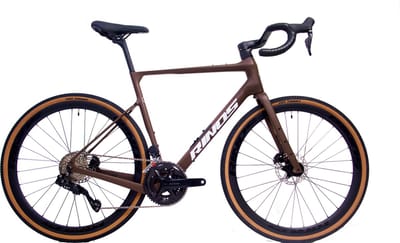 Rinos Sandman8.0 Carbon Gravel - met SHIMANO Di2 - 24 versnellingen en schijfremmen - lichte fiets voor dames en heren - 700 x 40C - koffiebrun XS