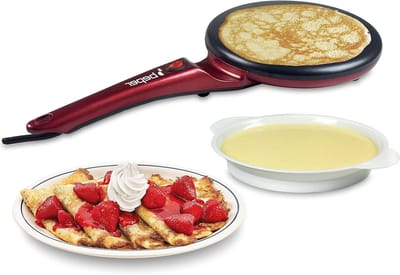 Elektrische crêpemaker - Pannenkoekenpan - Desserts maken - Antiaanbaklaag - 800 Watt - Rood