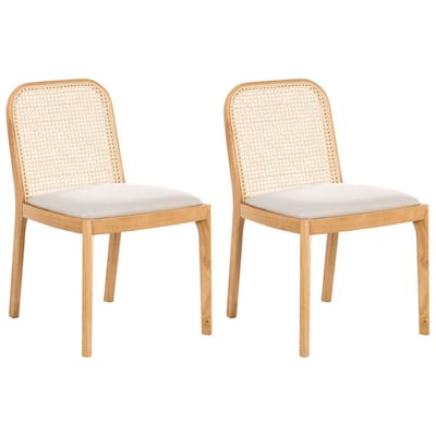 EDINA - Eetkamerstoel set van 2 - Lichtbruin/lichtbeige - Polyester