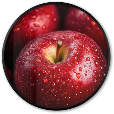 Poster in lijst Rond - Fotolijst 60x60 cm - Posters - Rood - Appels - Fruit - Ronde posterlijst zwart - Decoratie - Wanddecoratie woonkamer - Muurdecoratie slaapkamer
