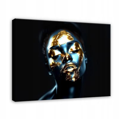 WALLARENA - Canvas schilderij - 100x70 cm - abstracte gouden vrouwengezicht moderne wanddecoratie