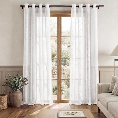 Dailygoods- Vitragegordijnen Semi-transparant - 2 Stuks - 140x200cm - Met Oogjes - Polyester - Ideaal voor Woonkamer/Slaapkamer - Raamgordijnen