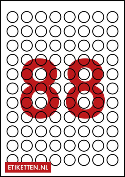 Master Etiketten - Etiketten op A4 Vel - Rond 20 mm - 88 stickers per vel - 100 vel
