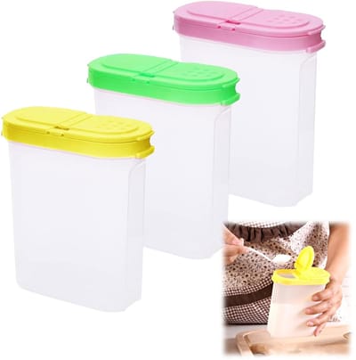 Dailygoods- Specerijpot Set van 3 - 250 ml - PP Materialen - Kleurcodering - Opslagcontainers - Keukenaccessoires - Duurzaam en breukbestendig - Specerijcontainer