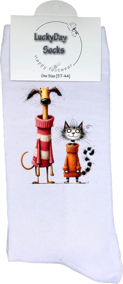Trui - Hond - Opkikker - Grappige sokken - Valentijn cadeau - Verjaardag cadeau - Sint cadeau - Leuke sokken - Vrolijke sokken - Cadeautje - Grappig cadeau - Poes - Kerstcadeau - Vaderdag - Moederdag - Socks maken Happy - Maat 37-44