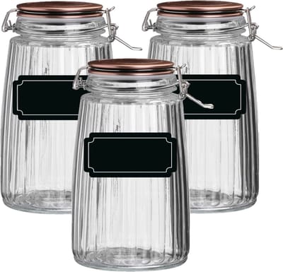 Weckpot/inmaakpot - 4x - 1.8L - glas - met beugelsluiting - incl. etiketten