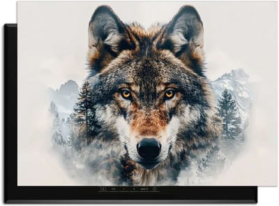 KitchenArt - Majestic Wolf - Inductie Beschermer - 83x51.5 cm - Kookplaat Beschermer - Luxe Afdekplaat Inductieplaat - Anti-slip & Oprolbaar - Beschermmat Inductiekookplaat