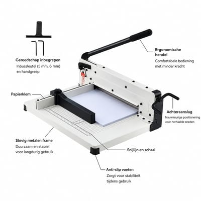 Novari - Papiersnijder - Snijmachine papier - A3 - Snijdt 400 vellen tegelijk - Precisiegeleiding met liniaal en papierklem
